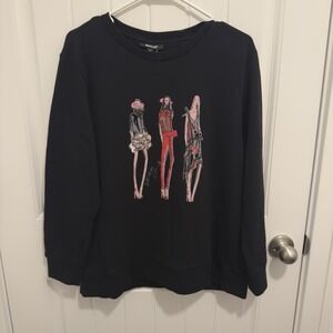 DKNY Women's Black Sweatshirt Designer Graphic Size Medium